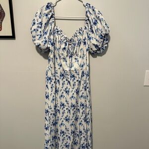 White and Blue Floral Dress